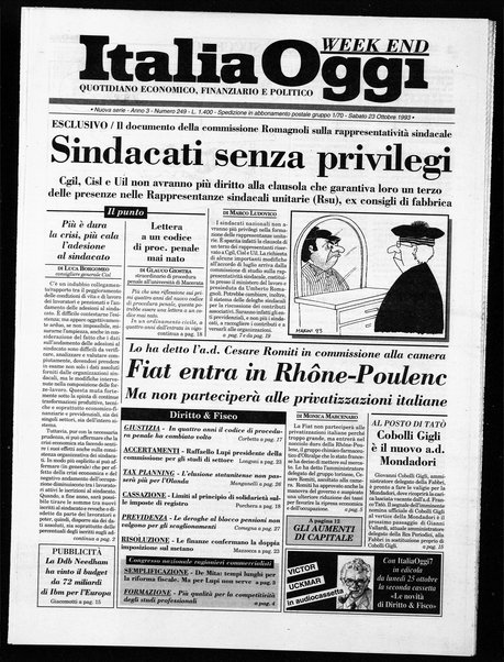 Italia oggi : quotidiano di economia finanza e politica